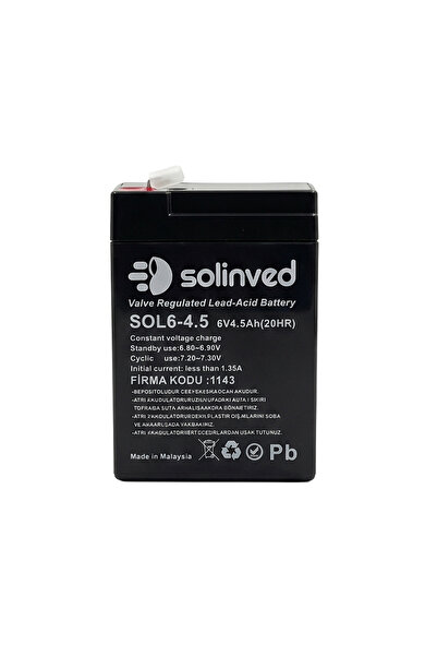 SOLİNVED 6V 4.5Ah Kuru Tip Akü