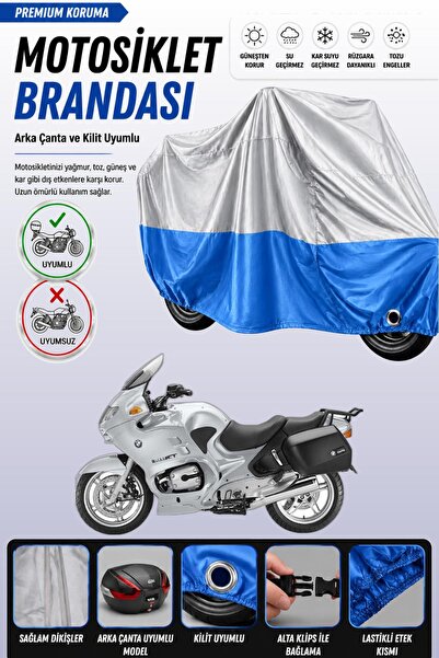 Cemku Double غطاء علوي رمادي - سفلي أزرق، غطاء خلفي متوافق مع دراجة BMW R 115...