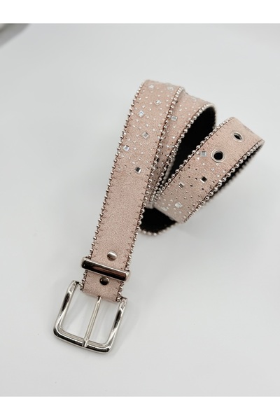 Pantastic Jeans 3.5 cm Silver Beaded with Silver Stones Lu Suede Imitation Le...
