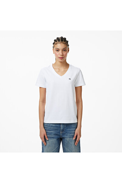 Calvin Klein Monogram Kadın Beyaz T-Shirt