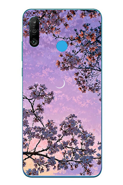Le Balvo Huawei P30 Lite Uyumlu Mor Gökyüzülü Ağaç Baskılı Silikon Kılıf