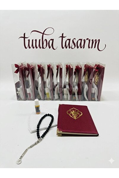 Tuuba tasarım 10 ADET ÇANTA İÇİNDE İPEK ŞANTUK YASİN TAKKE ERKEK TESBİH ESANS...