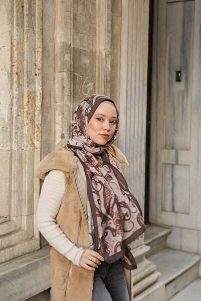 ENRİCO FERRİ Noa Motif Patterned Shawl - Brown-Light Mink