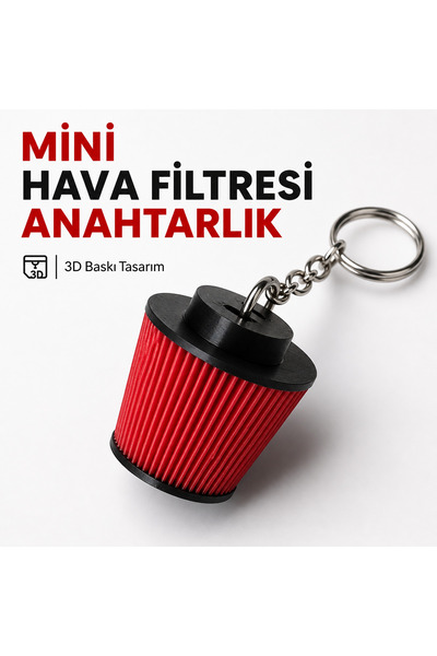 Fovea Design Mini Hava Filtresi Anahtarlık Araba Aksesuarı Kırmızı Siyah Deko...