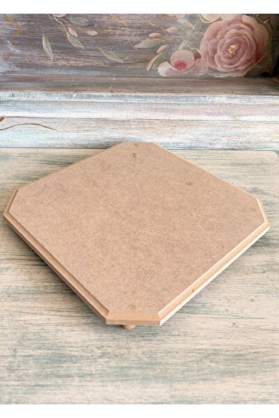 Baykuşca Raw Wood Paintable Square, Standing Presentation Tray, Decorative Tr...