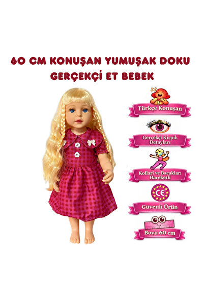 Magicway 60 Cm Türkçe Konuşan Et Bebek Gerçek Bebek Hissi %100 Gerçekçi Yumuş...