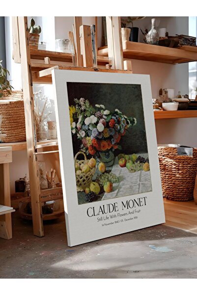 Postifull Claude Monet - Natură statică cu flori și fructe, Tablou pe pânză, ...