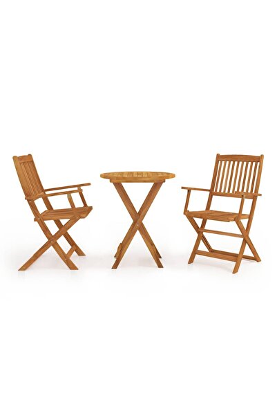 vidaxl Set mobilier bistro pliabil, 3 piese, lemn masiv de acacia
