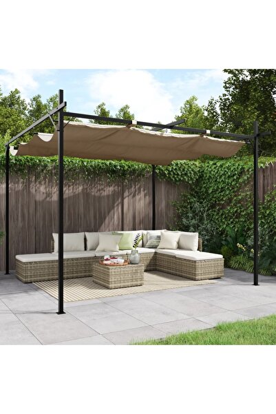 vidaxl Pergola cu acoperis retractabil, gri taupe, 295x292x230 cm