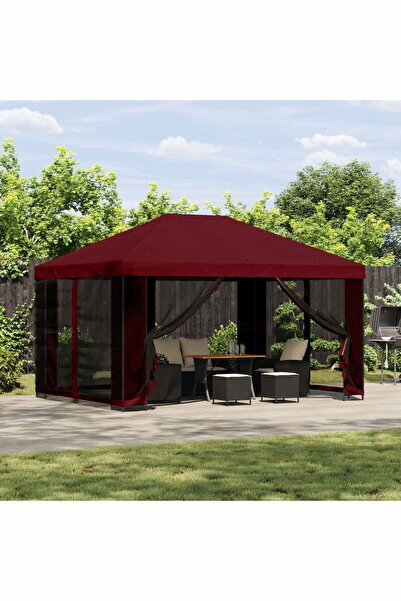 vidaxl Foisor 4 Ã— 3 m Burgundy Poliester si ot›el 190 gsm