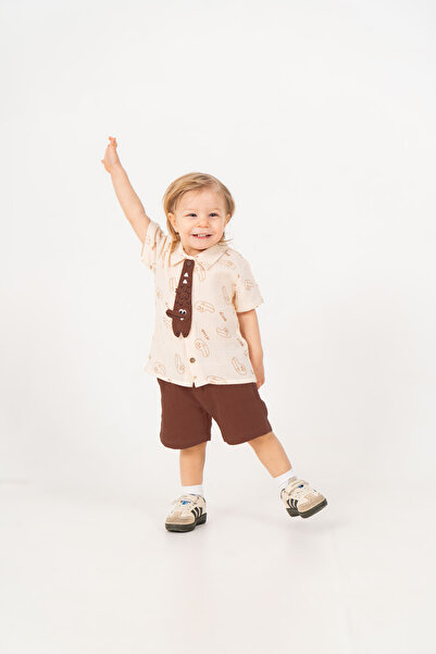 JNF kids Baby Boy Summer Muslin Set with Crocodile Figure