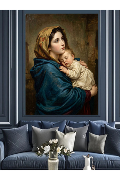 Artmeg Panou decorativ Fecioara Maria și Bebelușul Isus - Tablou din lemn MDF
