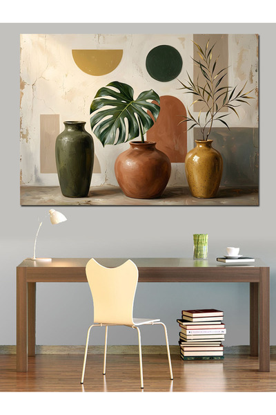 Artmeg Modern Boho Style Vase Art Decorative Canvas - Mdf Wood Painting