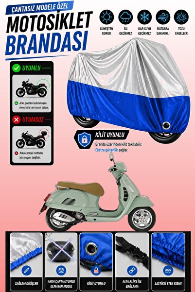 Cemku Twin غطاء محرك متوافق مع Vespa GTS 300 باللون الرمادي من الأعلى والأزرق...