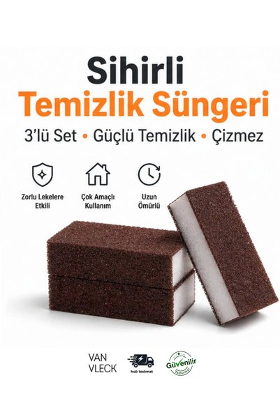 VAN VLECK 3’lü Sihirli Bulaşık Süngeri – Çizmez Güçlü Temizlik Süngeri, Mutfa...