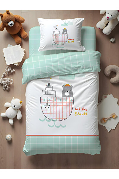 Evmila Little Sailor 70x120 cm Bebek Nevresim Takımı - Mint Yeşili Pamuklu & ...