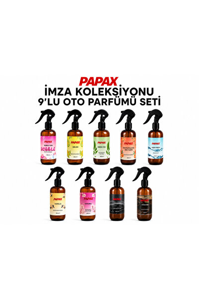 interfab Papax 9'lu İmza Koleksiyonu Oto Parfümü Seti Sprey Araç Kokusu Seti