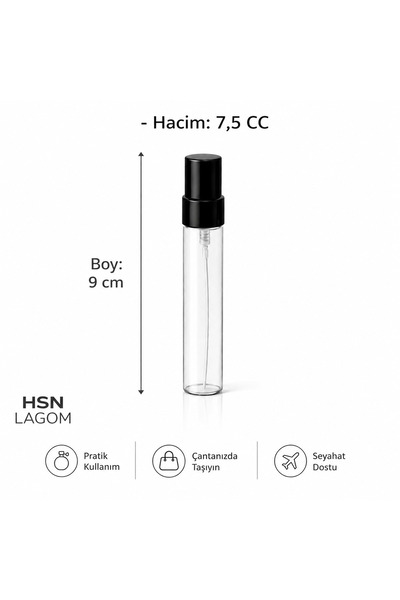 HSN LAGOM boş şişe siyah metal cam hediyelik 7,5 cc