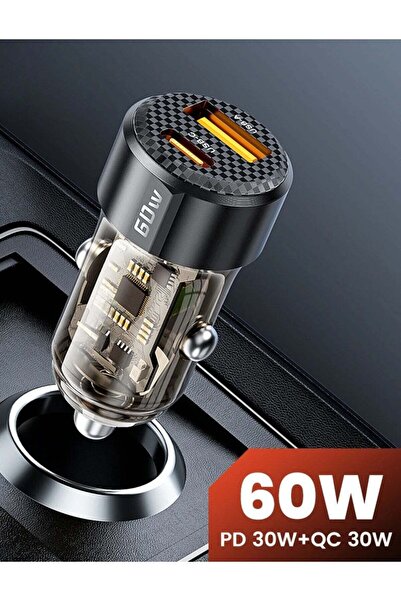 F.A.M.S 60W Fast Car Charger Dual Port USB-C & USB-A, PD 30W + QC 30W, PPS Fa...