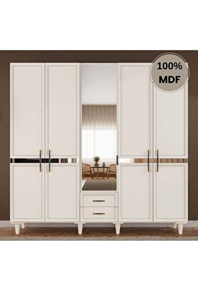 comiet Kardelen 5 Kapak Mdf Ayaklı Tasarım Gardırop
