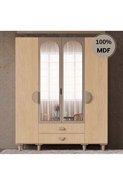comiet Ladin 4 Kapak Mdf Ayaklı Tasarım Gardırop