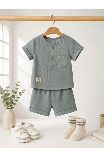 Miniminnakkidswear Baby Boy Top and Bottom Shorts Shirt Set 9-24 Months