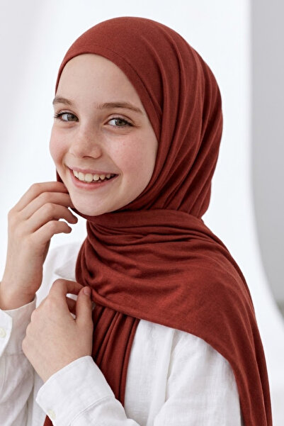 Angel&Co. Girls Clothing شال قطن ممشط بلون القرفة الداكنة 65x170 سم