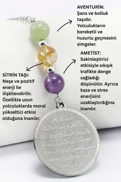 biuti Çelik Çift Taraflı Ayetel Kürsi Felak Nas İhlas Araba Dikiz Ayna Süsü, ...
