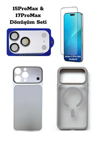 ucuzmi iPhone 15ProMax-17ProMax Dönüşüm Seti Kılıf Kapak Aslan3Pro Cam Şeffaf...