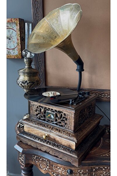 Gramofon ÖZEL YAPIM ÇEKMECELİ