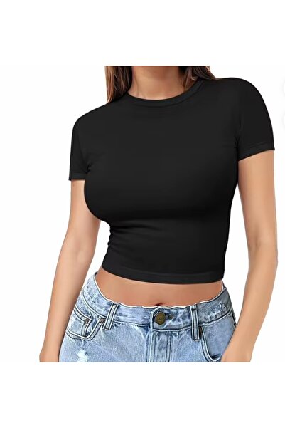 NIGRUM PARDUS New Season Round Neck Solid Color 100% Cotton Slim Fit Women's ...