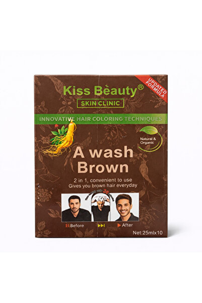 Kiss Beauty Șampon colorant A Wash Brown – Culoare maro naturală, acoperire f...