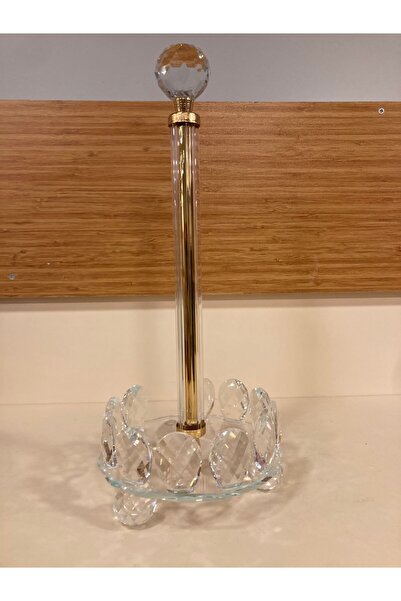 PLUS HOME KAĞIT HAVLULUK AYAKLI KRİSTAL RENK ALTIN YÜKSEKLİK 35 CM ÇAP 15 CM