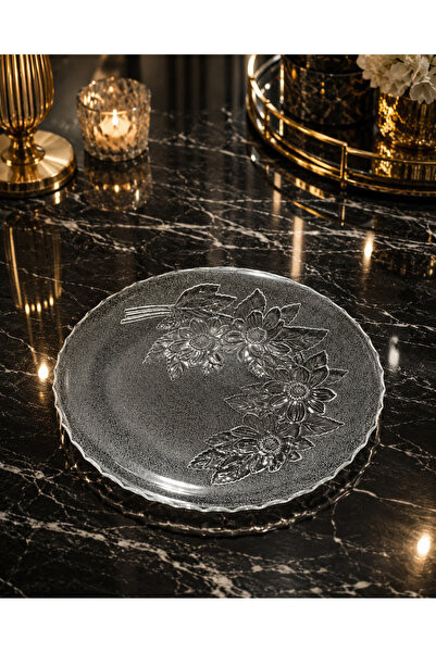 çukurova home طبق تقديم كبير مزخرف بالزهور (قطعة واحدة) 30 سم
