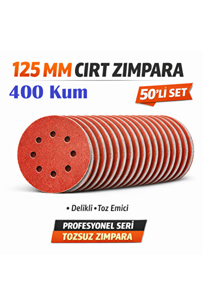 Venoa 125 mm Cırt Zımpara Kağıdı 50 Adet – 8 Delikli Disk, Ahşap & Metal Uyum...