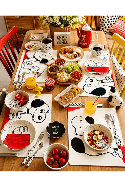 Sister Home Design Snoopy Amerikan Servis Supla Seti | Ahşap Dekoratif Masa D...