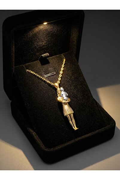 Silvano Jewelry 925 Ayar Gümüş Işıklı Kutuda Sonsuz Bağ Anne Bebek Kadın Kolye
