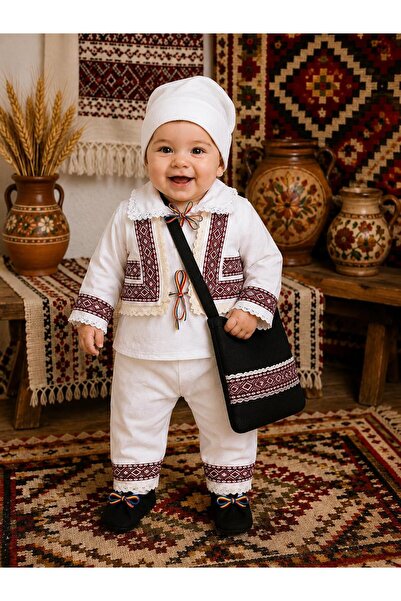 OEM Costum Traditional pentru baieți, 6 piese - Rosu
