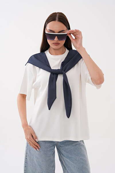 Mega Life Shoulder Strap Back Robali Garnished Crystal T-Shirt