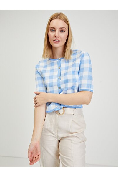 ORSAY Light blue women's checked cardigan