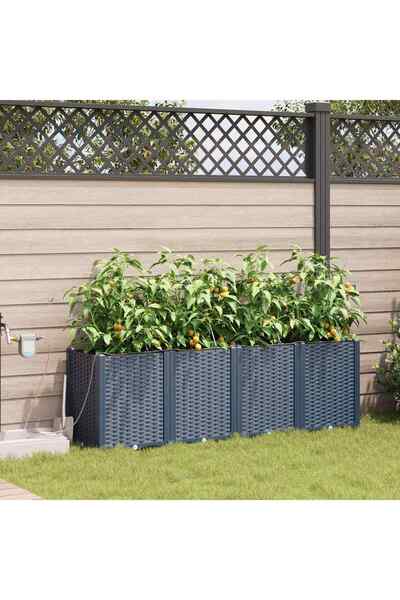 vidaxl Vaza pentru Gradina 4 pcs Gri 160 x 40 x 52 cm Plastic