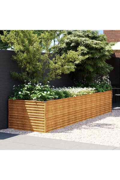 vidaxl Strat inaltat de gradina, 386x100x69 cm, otel corten