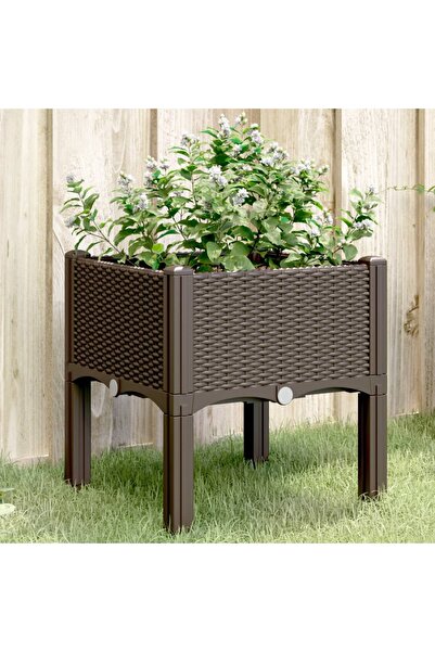 vidaxl Jardiniera de gradina cu picioare, maro, 40x40x42 cm, PP
