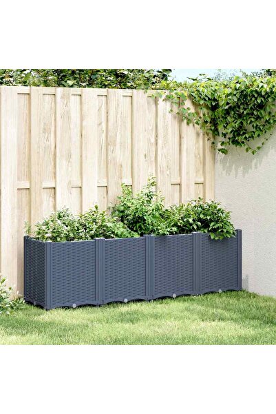 vidaxl Jardiniera de gradina, albastru gri, 160x40x53 cm, PP