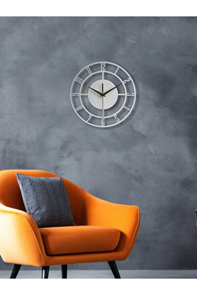 Enova Art Geometrik Kesik Çizgili 4 Rakamlı Daire Metal Duvar Saati, Minimal ...