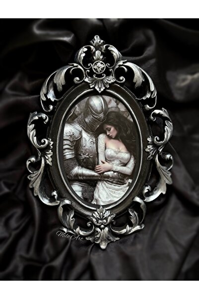 Milo Art إطار أسود عتيق مصنوع يدويًا من The Lovers Embrace بإطار خرساني مصقول...