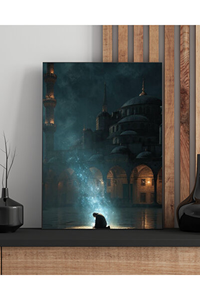 luvia Nurlu Secde - Cami Avlusunda Dua ve Namaz Temalı Estetik Canvas Tablo