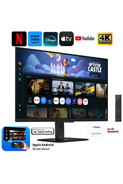 Samsung 32 inç 4K UHD Smart Monitör TV, HDR10 görüntü, 60Hz 4ms tepki, Wi-Fi ...