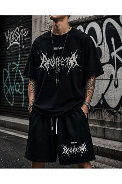 ship master Unisex White Oversize Graffiti Text Printed 100% Cotton T-Shirt