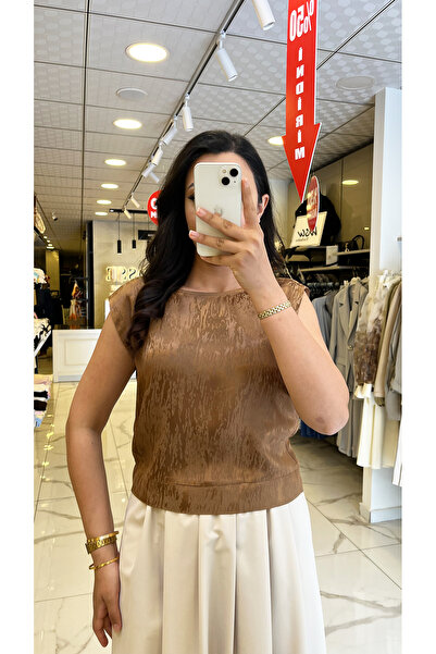 Vosse On Fashıon Kahverengi Saten Bluz